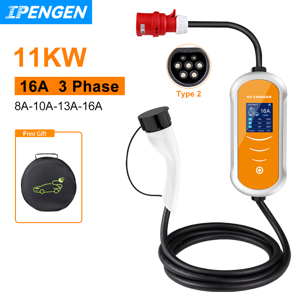 Type 2 Portable Ev Charger 11Kw Cee - IPENGEN EV chargeur 16A 11KW Type