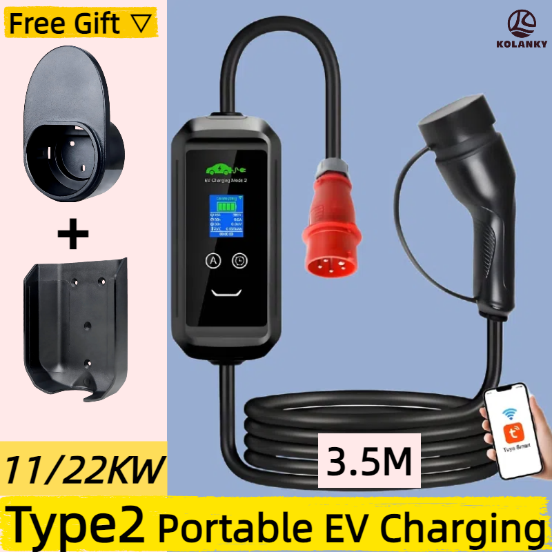 Type 2 Portable Ev Charger 11Kw Cee - 3.5M câble Type2 EV chargeur Portable