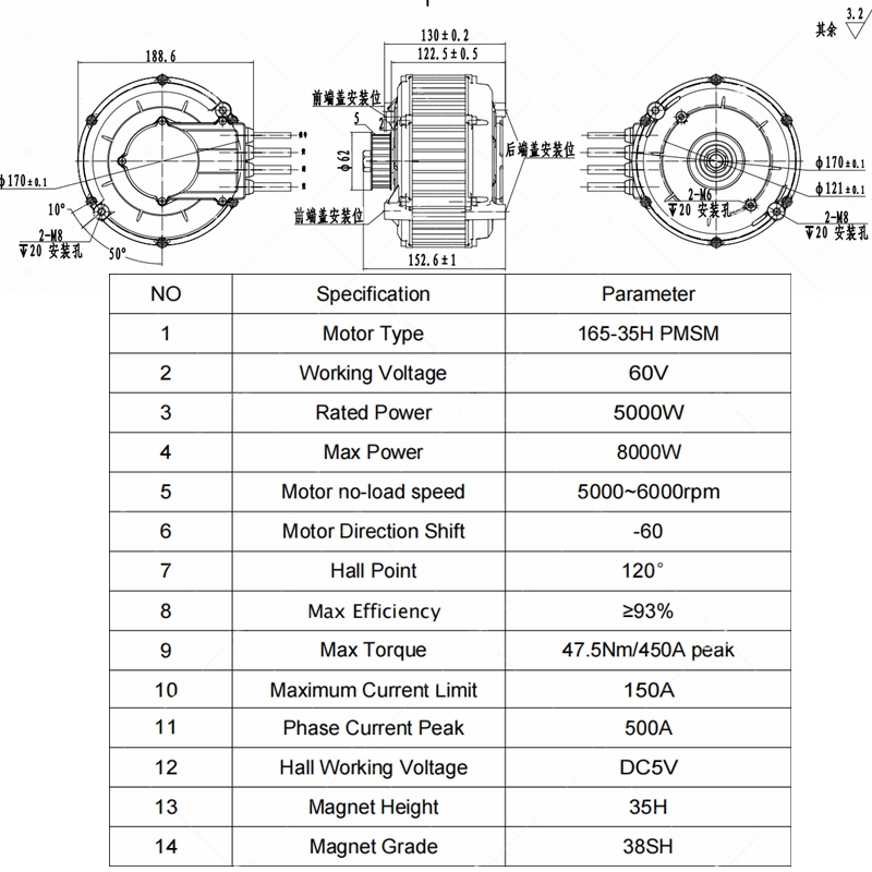 Kit moteur PMSM QSMOTOR 165 35 - Mid Drive Motor Kit 72V 5000W avis et prix