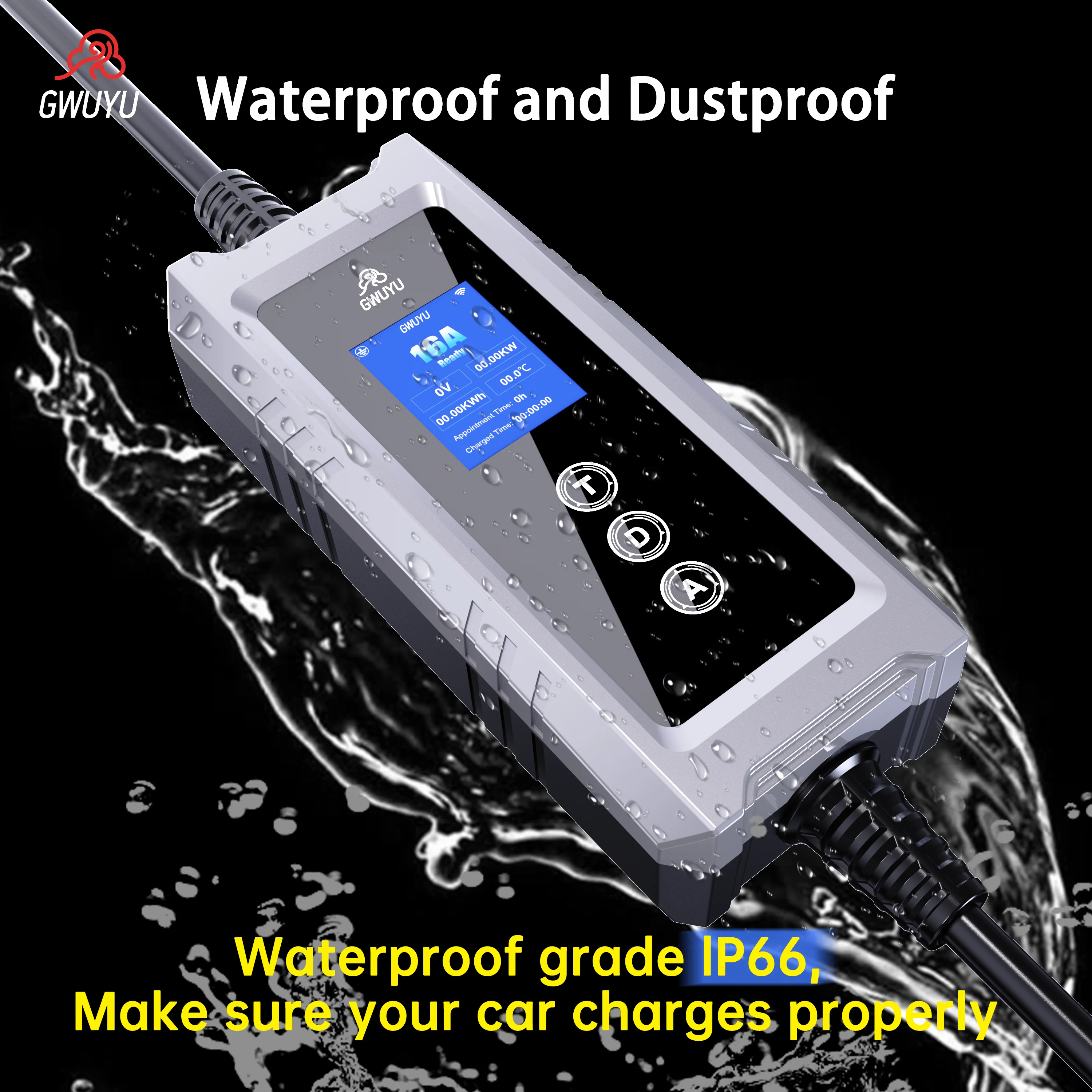 GWUYU 32A Type2 EV chargeurs 3 - Type 2 Portable Ev Charger 11Kw Cee avis et prix